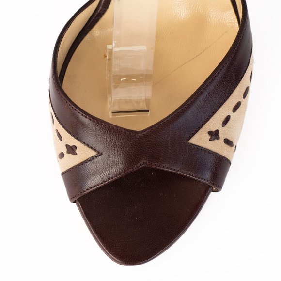 Jimmy Choo Burgundy and Beige Heels - Picture 5 of 7